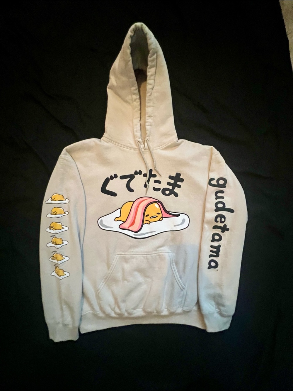 Gudetama Beige Graphic Hoodie - Gudetama Women’s Jacket size medium